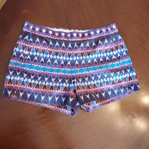 J Crew Chino Mosiac Print Back Zip Shorts